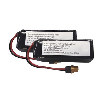 30C 6S1P リポ 電池 22.2V 1800mAh リチウム ポリマー電池の高い C 率