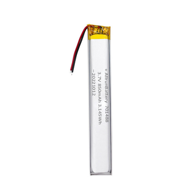 医療機器のために狭い3.7V 850mAh 701488の習慣のLipo電池のパック超