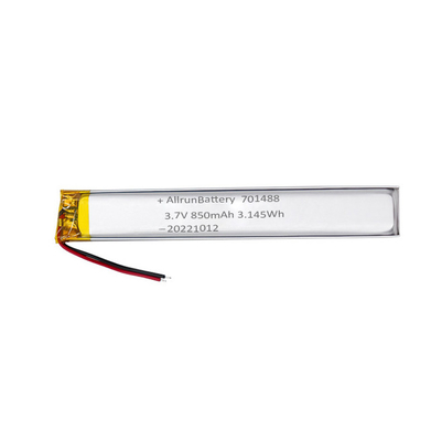医療機器のために狭い3.7V 850mAh 701488の習慣のLipo電池のパック超