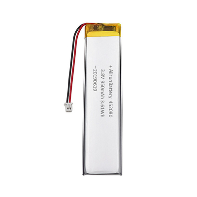 ウェアラブル エレクトロニクス ウルトラ ナロー リポ バッテリー 3.8V 950mAh 452080
