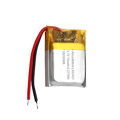 薄型 IoT バッテリー パック 充電式 カスタム 3.7 V 75mAh リポ バッテリー 651417