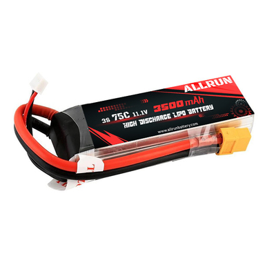 3S 3500mAh 11.1 V の高い排出 リポ 電池のパック 75C 李ポリマー電池