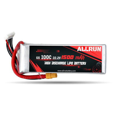 Cレート高放電リポバッテリーパック100C 1500mAh 6S 22.2V