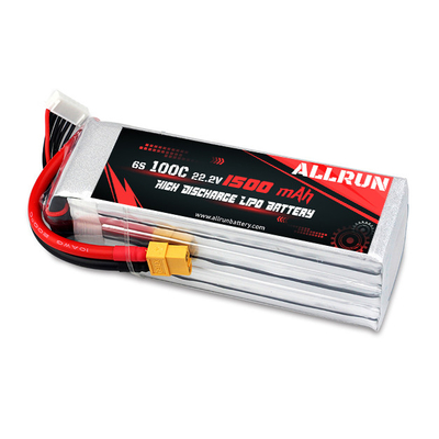 Cレート高放電リポバッテリーパック100C 1500mAh 6S 22.2V