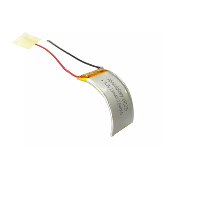 低い自己放電の曲げられた リポ の再充電可能な電池 3.7 V 13mAh