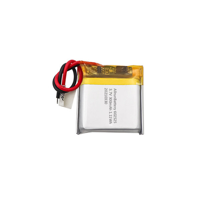 1C 3.7 V 300mAh リチウム充電式ポリマーバッテリーパック 602525